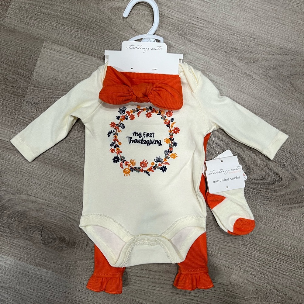 “My First Thanksgiving” 4 Piece Matching Set